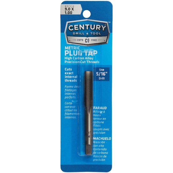 Century Drill & Tool Century Drill & Tool 9.0x1.00 Carbon Steel Metric Tap 97314 - main